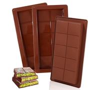 Bixury Moule Silicone Tablette de Chocolat, 3 Pièces Profonds, Sans BPA, Marron1
