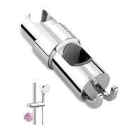 Bixury Support de Pomme Douche Sans Percage, Support Douchette Universel Réglable avec 2 Accroche, Fixation Pommeau de Douche pour Rail Douchette de 16 à 27 mm, ABS Chromé Support de Douche à Main