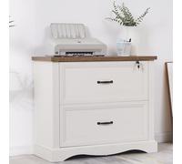 BIXUYOU Armoire latérale en Bois de 80 cm avec tringles de Suspension, tiroir supérieur verrouillable, classeur de Style campagnard à 2 tiroirs, pour Bureau à Domicile, Format Lettre/Légal/A4.