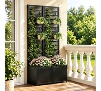 BIXUYOU Ensemble de 2 jardinières avec Treillis, Potager surélevé résistant aux intempéries de 185 cm de Haut avec Brise-Vue et Trous de Drainage, bac à Fleurs autoportant pour Plantes grimpantes.