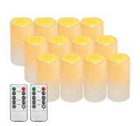 Biyanuo Lot de 12 bougies extérieures étanches sans flamme avec télécommande et minuteur, LED à piles, bougie électrique en forme de colonne (D7,62 x H13,97 cm) pour camping, mariages, cadeaux