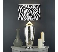 Biyejit Abat-jour rond imprimé zèbre en tissu pour décoration de la maison pour homme et femme