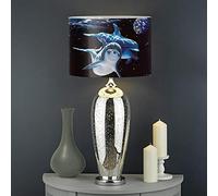 Biyejit Abat-jours mignons avec impression de dauphins et cadre en métal, lampes de table universelles pour chevet, lampe de nuit pour salon, chambre à coucher