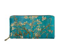 Biyejit Apricot Blossom - Portefeuille long en cuir pour femmes - Pochettes fleuries pour téléphone et cartes