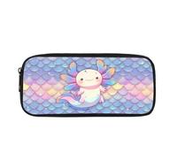 Biyejit Axolotl Trousse à crayons en forme d'écailles de poisson pour enfants, cosmétiques, maquillage, pièces de monnaie, sac à main pour femme, trousse de toilette pour adolescents, garçons et