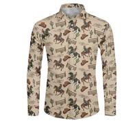 Biyejit Chemise à manches longues pour homme boutonnée pour homme, chemises habillées décontractées, chemise d'affaires pour fête de mariage en plein air XS à 6XL, Chevaux, XXL