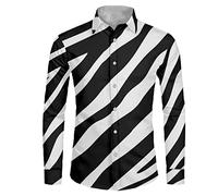 Biyejit Chemise à manches longues pour homme, coupe classique, style décontracté, pour homme, adolescent, taille XS à 6XL, Zébré, S