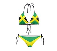 Biyejit Ensemble bikini deux pièces sexy pour femme - Maillot de bain licou à cordes triangle - Maillots de bain, Drapeau jamaïque., L