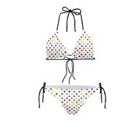 Biyejit Ensemble Bikini Femme 2 Pièces à Points Colorés - Maillot de Bain Push-Up - Pour la Plage - Ensemble de Maillots de Bain Sexy - Top Triangle à Bretelles - Ensemble de Bikini String