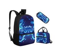 Biyejit Ensemble de 3 sacs à dos d'école avec sac à déjeuner, trousse à crayons, sacs à livres légers de 43,2 cm, Jeux, Taille unique, Ensemble cartable