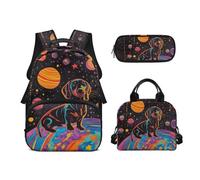 Biyejit Ensemble de 3 sacs à dos d'école de 43,2 cm avec sac à déjeuner, trousse à crayons, trousse pour lycée, étudiants, Chiens, Taille unique, Ensemble cartable