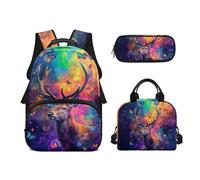 Biyejit Ensemble de 3 sacs à dos d'école de 43,2 cm avec sac à déjeuner, trousse à crayons, trousse pour lycée, étudiants, Deer, Taille unique, Ensemble cartable