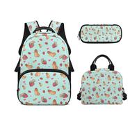 Biyejit Ensemble de 3 sacs à dos d'école, sac à déjeuner et trousse à crayons, sacs à livres décontractés de 43,2 cm pour adolescents et étudiants, Capybara Fraise, Taille unique, Ensemble cartable