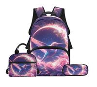 Biyejit Ensemble de sacs d'école 3 en 1 pour enfants avec sac à déjeuner, trousse à crayons, sacs légers de 43,2 cm, Colibri, Taille unique, Ensemble cartable