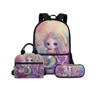 Biyejit Ensemble de sacs d'école 3 en 1 pour enfants, sac à déjeuner et trousse à crayons, sacs à livres légers de 43,2 cm, Balance sirène., Taille unique, Ensemble cartable