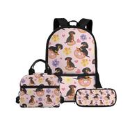 Biyejit Ensemble de sacs d'école 3 en 1 pour enfants, sac à déjeuner et trousse à crayons, sacs à livres légers de 43,2 cm, Chiens, Taille unique, Ensemble cartable