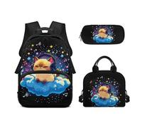 Biyejit Ensemble de sacs d'école 3 en 1 pour filles avec sac à déjeuner, trousse à crayons, cartable décontracté pour enfants, 43,2 cm, cadeau, Étoiles de voiture, Taille unique, Ensemble cartable