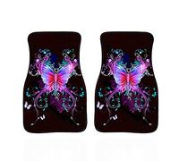 Biyejit Ensemble de tapis de sol en caoutchouc robuste avec motif papillon pour voiture, camion et SUV - Lot de 2 pièces