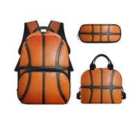 Biyejit Ensemble sac à dos d'école 3 en 1 avec sac à déjeuner, trousse à crayons, sac à livres, léger de 43,2 cm, Basketball, Taille unique, Ensemble cartable