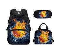 Biyejit Ensemble sac à dos d'école 3 en 1 avec sac à déjeuner, trousse à crayons, sac à livres, léger de 43,2 cm, Peak Ball 1, Taille unique, Ensemble cartable
