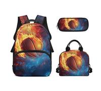 Biyejit Ensemble sac à dos d'école 3 en 1 avec sac à déjeuner, trousse à crayons, sac à livres, léger de 43,2 cm, Basketball 6, Taille unique, Ensemble cartable