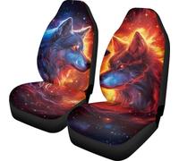 Biyejit Fire Wolf - Lot de 2 housses de sièges avant universelles pour voiture - Compatible avec la plupart des voitures, camions, VUS ou camionnettes - Protège-sièges baquet pour voiture