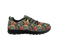 Biyejit Fleurs Imprimer Confortable Respirant Courir Jogging Baskets À Lacets pour Femmes Hommes Chaussure en Caoutchouc Antidérapante Gym Sport Tennis Chaussures