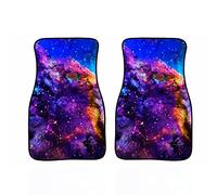 Biyejit Galaxy Stars Lot de 2 tapis de sol de voiture universels pour sièges avant conducteur et passager pour voiture, SUV, van et camion avec dos en caoutchouc antidérapant