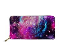 Biyejit Galaxy Stars Portefeuille en cuir pour femme avec fermeture éclair, grande pochette de voyage pour téléphone, porte-monnaie à rabat, porte-cartes, cadeau