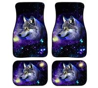 Biyejit Galaxy Wolf Lot de 4 tapis de sol de voiture pour berline, VUS, camion, ajustement universel, tapis de siège avant et arrière, protection résistante aux intempéries