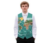 Biyejit Gilet de costume classique pour homme - Veste sans manches pour mariage - Veste sans manches pour smoking - Taille S à 4XL, Carte du monde, M