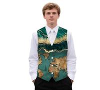 Biyejit Gilet décontracté pour homme - Veste classique sans manches avec bouton pour smoking - Taille S à 4XL, motif carte du monde, M