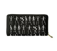 Biyejit - Grand portefeuille en cuir pour femmes avec porte-cartes, porte-téléphone, capacité de voyage avec fermeture éclair, Squelette., Taille unique