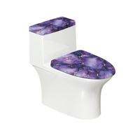 Biyejit Housse de couvercle de WC en marbre violet et housse de réservoir de toilette, protection lavable avec bord élastique, décoration universelle pour la maison et l'hôtel
