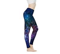Biyejit Legging de yoga taille haute pour femme, Galaxy Stars, XL