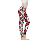 Biyejit Legging taille haute pour femme avec contrôle du ventre, pantalon de yoga, entraînement, course à pied, leggings XS-3XL, Motif tribal aztèque rouge, M