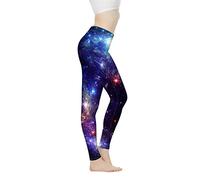 Biyejit Legging taille haute pour femme - Contrôle du ventre - Pantalon de yoga - Legging d'entraînement et de course à pied - Taille XS à 3XL, galaxy, XL