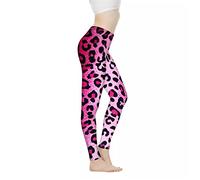 Biyejit Legging taille haute pour femme - Contrôle du ventre - Pantalon de yoga - Legging d'entraînement et de course à pied - Taille XS à 3XL, Imprimé léopard rose, L