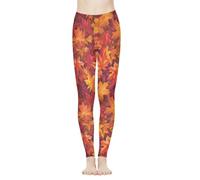 Biyejit Legging taille haute pour femme - Contrôle du ventre - Pantalon de yoga - Legging d'entraînement et de course à pied - Taille XS à 3XL, Feuilles d'érable., M