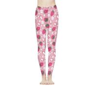 Biyejit Legging taille haute pour femme - Contrôle du ventre - Pantalon de yoga - Legging d'entraînement et de course à pied - Taille XS à 3XL, Motif fraise., XL