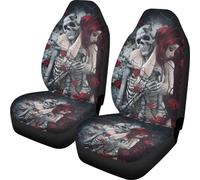 Biyejit 2 housses de siège avant de voiture avec imprimé squelette - Accessoires complets pour voitures, camions, SUV, camionnettes