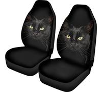 Biyejit Lot de 2 housses de siège avant de voiture universelles Motif chat Noir