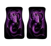 Biyejit Lot de 2 tapis de sol de voiture en caoutchouc résistant pour homme et femme - Ajustement universel - Motif libellule violette