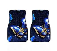 Biyejit Blue Galaxy Lot de 2 tapis de sol de voiture pour sièges avant uniquement, en peluche durable et arrière en caoutchouc très résistant