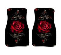 Biyejit Lot de 2 tapis de sol imprimés de roses pour SUV universel, camion (ensemble) - Ligne de base - Protection toutes saisons