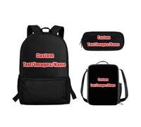Biyejit Lot de 3 sacs à dos d'école pour garçons et filles avec boîte à déjeuner et trousse à crayons pour étudiants, Images de noms personnalisés, Sac à dos daypack