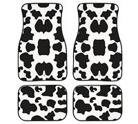 Biyejit Lot de 4 tapis de sol antidérapants pour voiture - Motif vache - Ajustement universel pour la plupart des voitures - Protection contre les intempéries