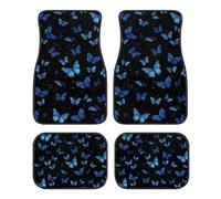 Biyejit Lot de 4 tapis de sol antidérapants pour voiture, SUV, camion, van - Motif papillon bleu