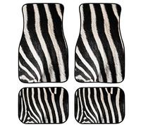 Biyejit Lot de 4 tapis de sol de voiture en caoutchouc robuste pour homme et femme - Ajustement universel - Motif zébré - Pour SUV, camion et van