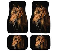 Biyejit Lot de 4 Tapis de Sol de Voiture avec Envers en Caoutchouc antidérapant Motif Cheval